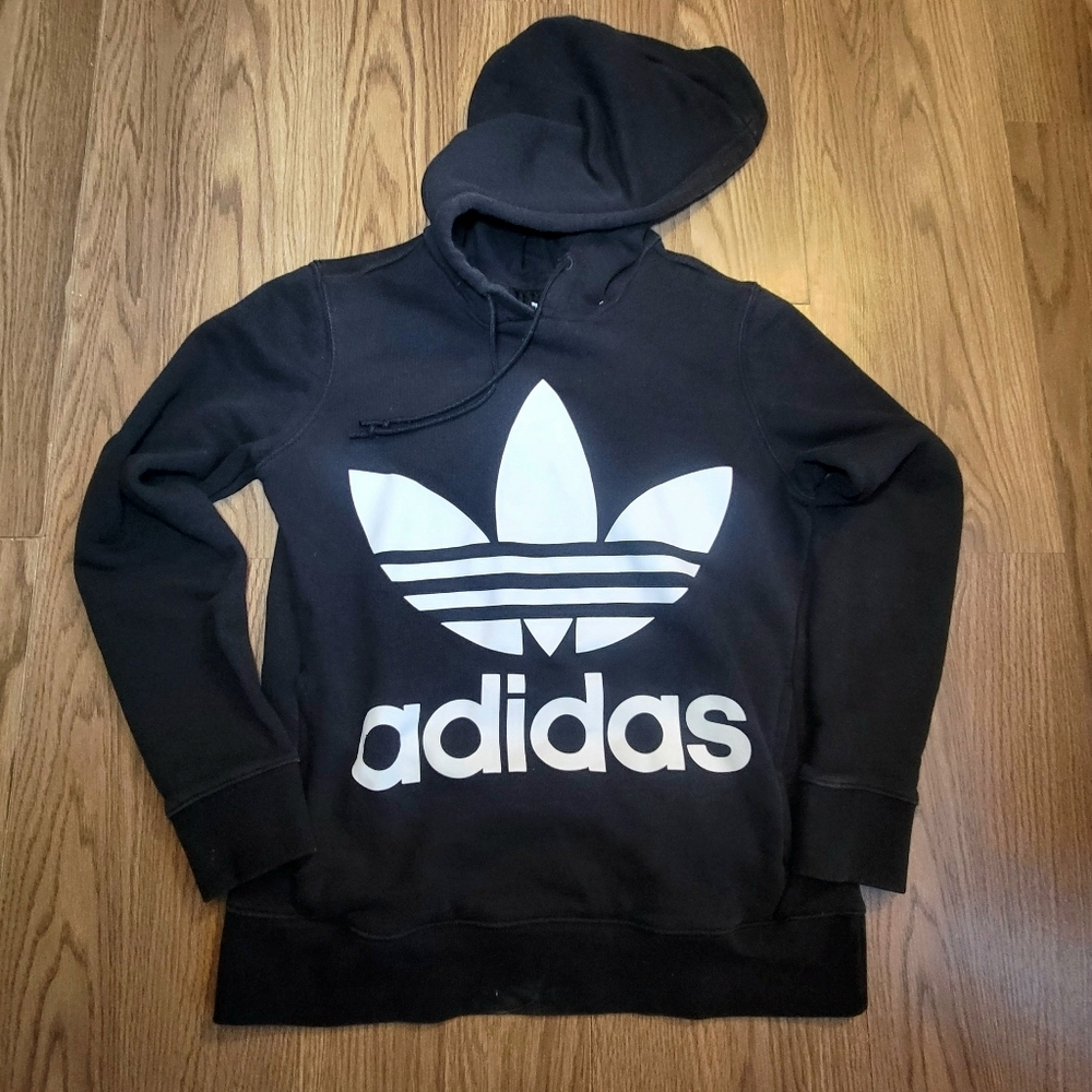 Adidas Women's Black and White Trefoil Hoodie Size XS - Picture 2 of 7